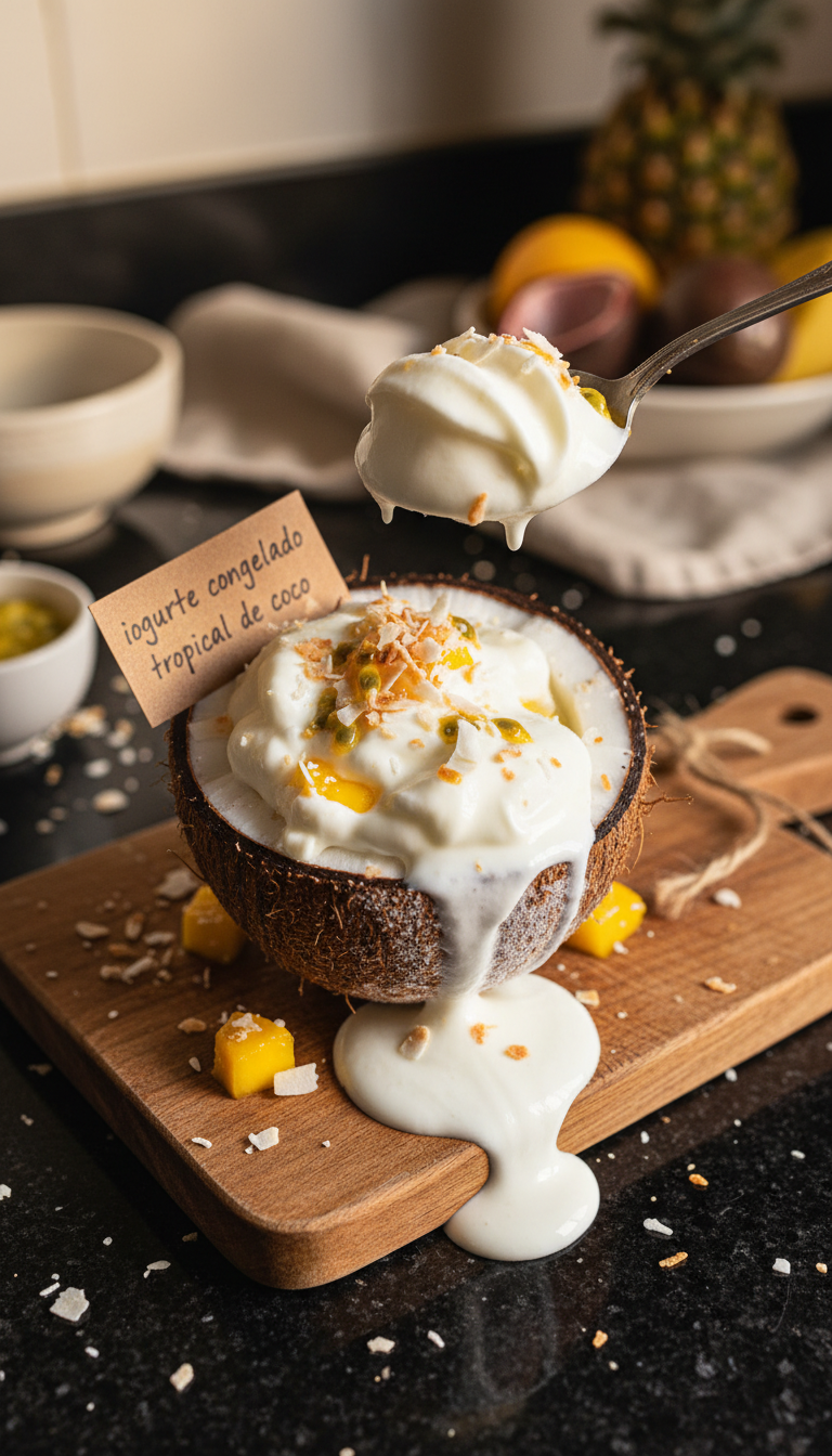 Iogurte congelado tropical de coco