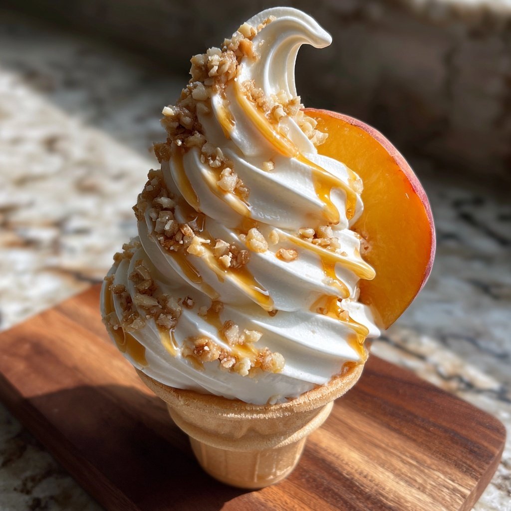 Torções de iogurte congelado de pêssego