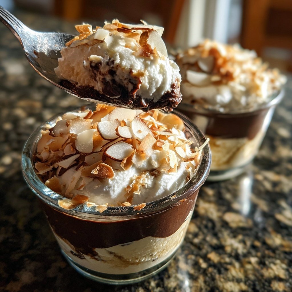 Taças de iogurte congelado estilo Almond Joy