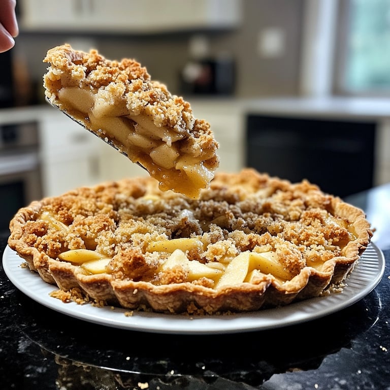 Tarte de maçã da pastelaria com crumble
