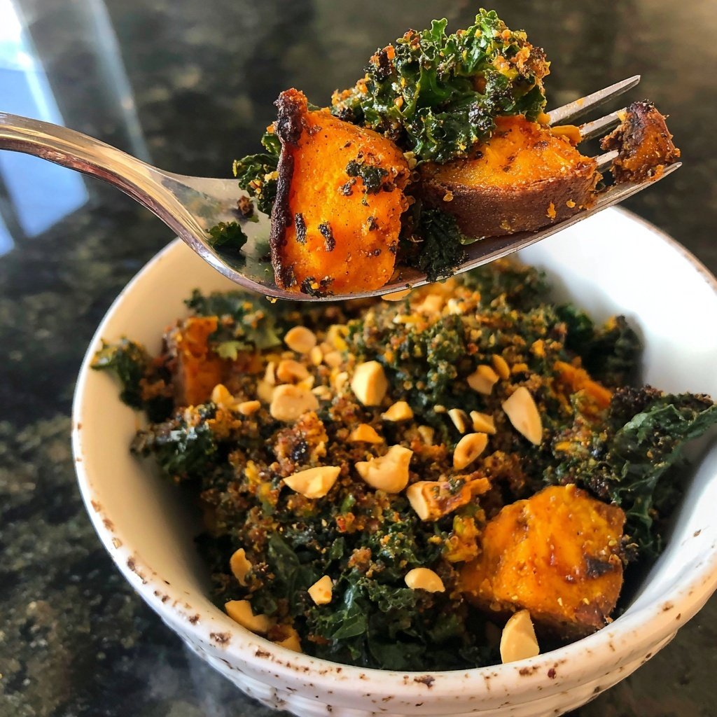 Couve amendoim picante batata-doce