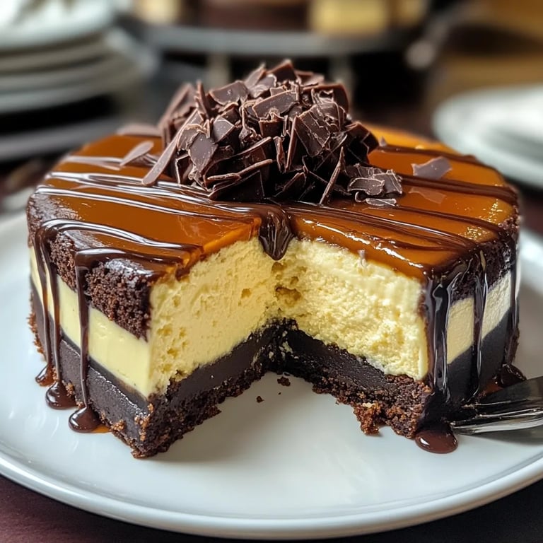 Cheesecake de Brownie com Caramelo
