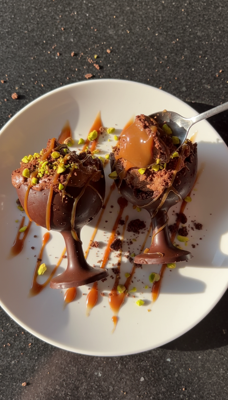 Taças de chocolate decadente de Dubai