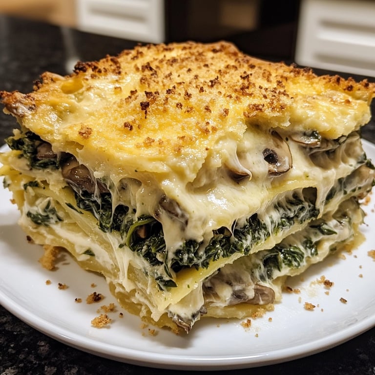 Lasanha de Cogumelos e Espinafre