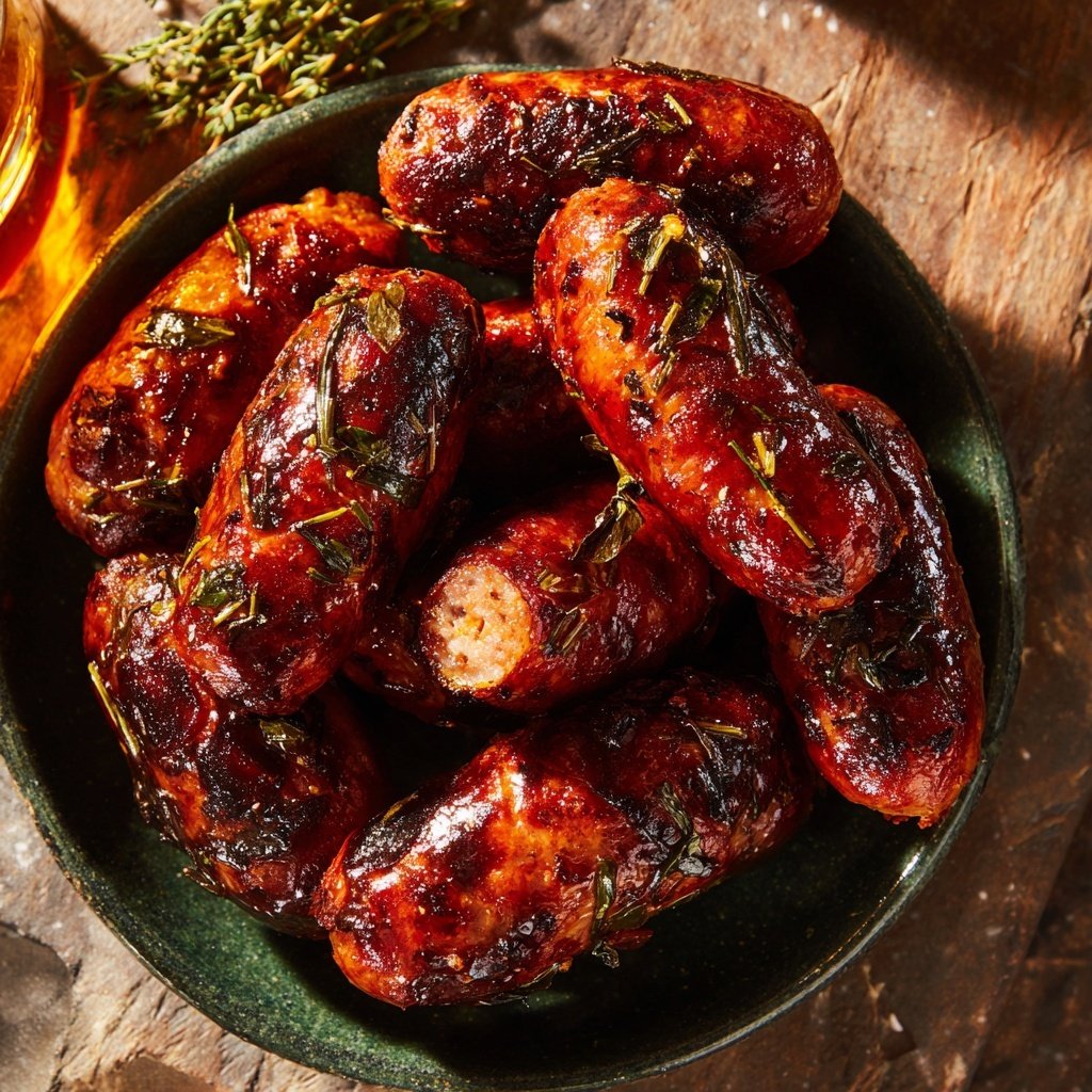 Pequenas salsichas defumadas saborosas