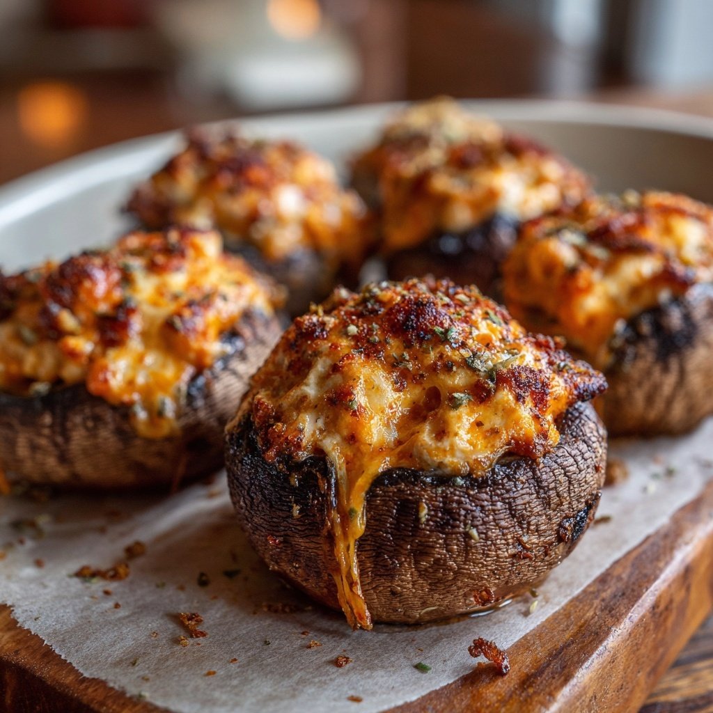 Cogumelos recheados buffalo