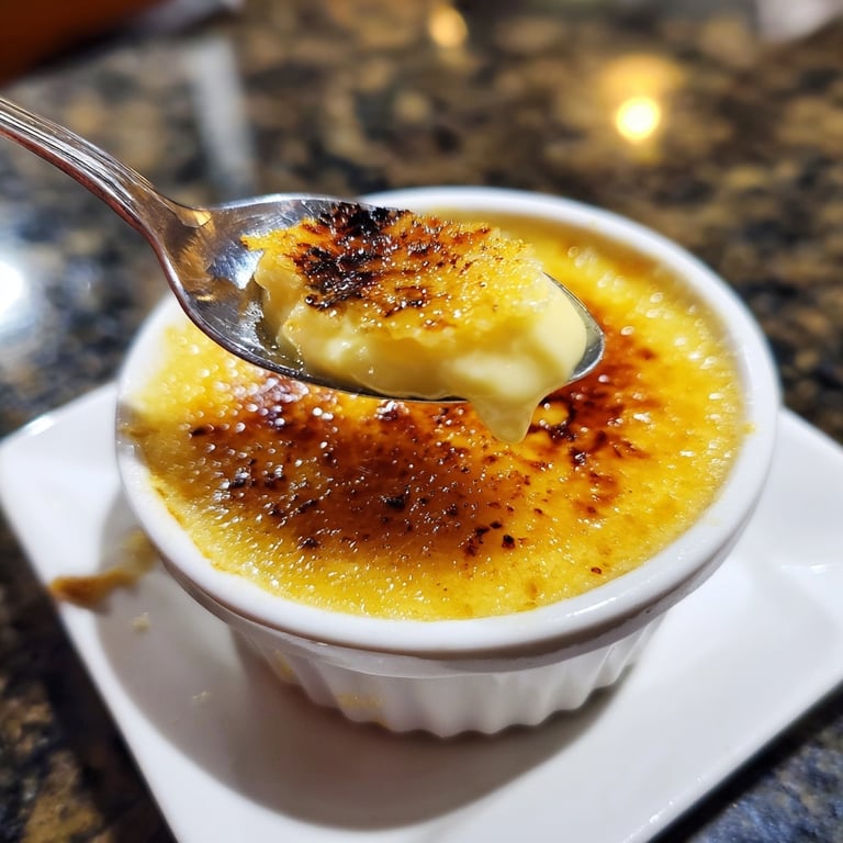 Colheres de crème brûlée em mini porções